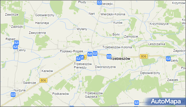 mapa Trzebieszów Drugi, Trzebieszów Drugi na mapie Targeo
