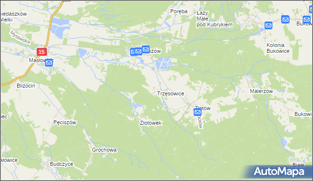 mapa Trzęsowice, Trzęsowice na mapie Targeo