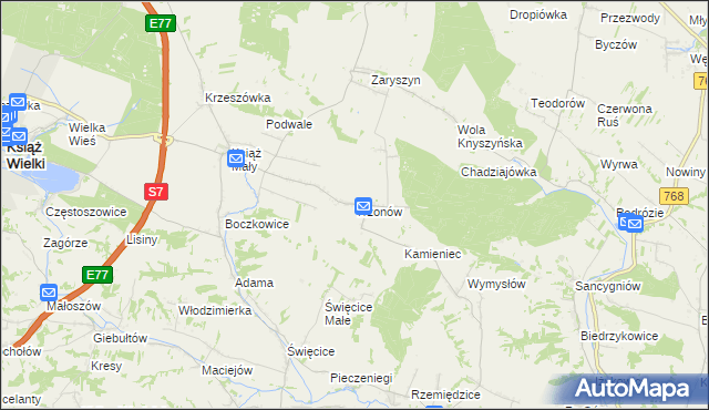 mapa Trzonów, Trzonów na mapie Targeo