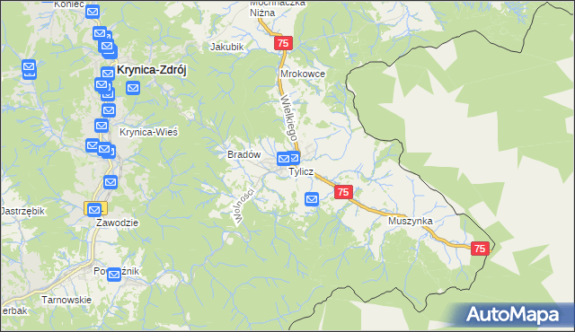 mapa Tylicz, Tylicz na mapie Targeo