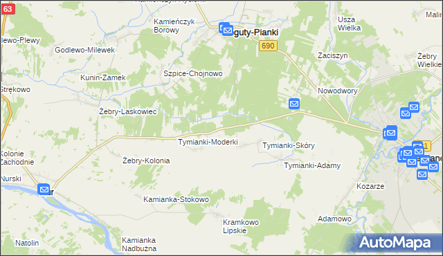 mapa Tymianki-Szklarze, Tymianki-Szklarze na mapie Targeo