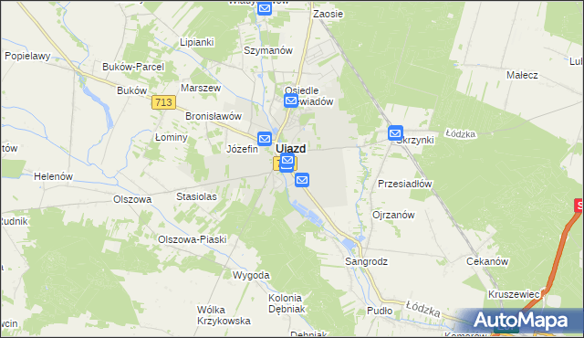 mapa Ujazd powiat tomaszowski, Ujazd powiat tomaszowski na mapie Targeo