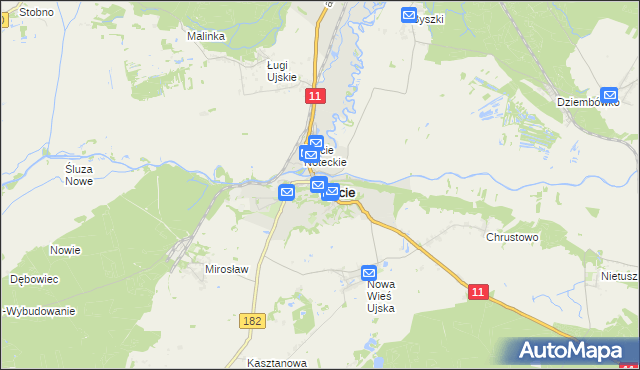 mapa Ujście powiat pilski, Ujście powiat pilski na mapie Targeo