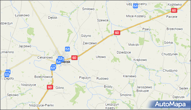 mapa Ułtowo, Ułtowo na mapie Targeo