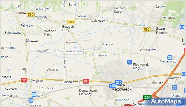 mapa Umiastów, Umiastów na mapie Targeo