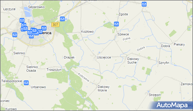 mapa Uścięcice, Uścięcice na mapie Targeo