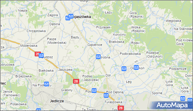 mapa Ustrobna, Ustrobna na mapie Targeo