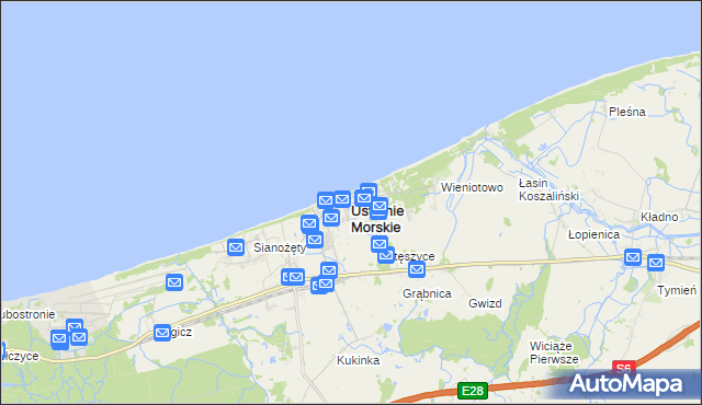 mapa Ustronie Morskie, Ustronie Morskie na mapie Targeo