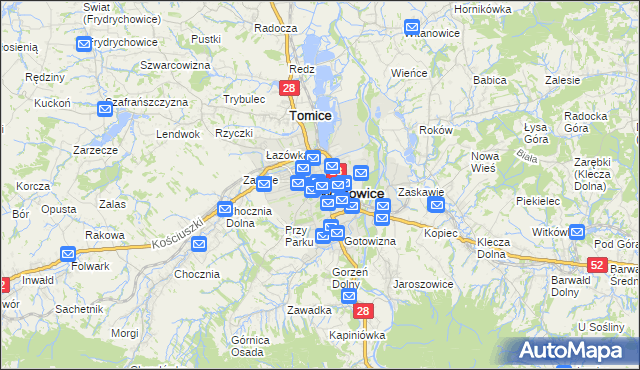 mapa Wadowice, Wadowice na mapie Targeo