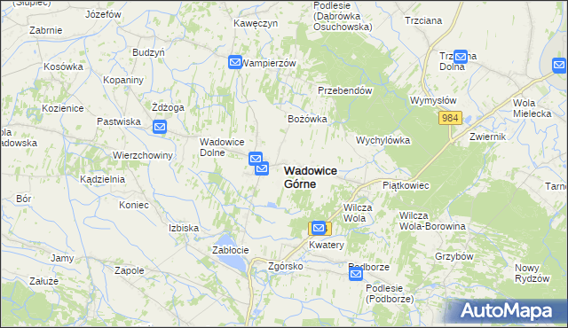 mapa Wadowice Górne, Wadowice Górne na mapie Targeo