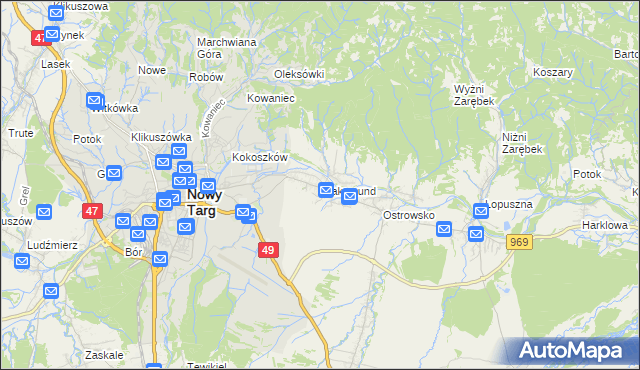 mapa Waksmund, Waksmund na mapie Targeo