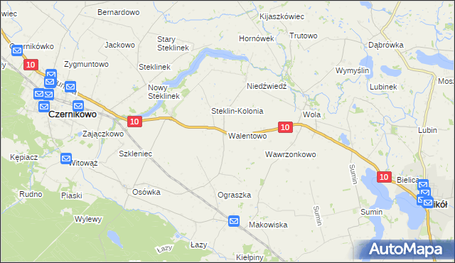 mapa Walentowo gmina Kikół, Walentowo gmina Kikół na mapie Targeo