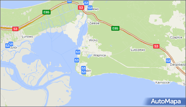 mapa Wapnica gmina Międzyzdroje, Wapnica gmina Międzyzdroje na mapie Targeo