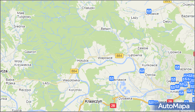 mapa Wapowce, Wapowce na mapie Targeo