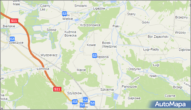 mapa Wędzina, Wędzina na mapie Targeo