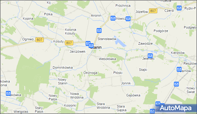 mapa Wesołówka gmina Stanin, Wesołówka gmina Stanin na mapie Targeo