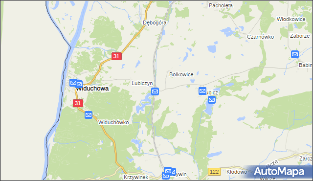 mapa Widuchowa-Stacja, Widuchowa-Stacja na mapie Targeo