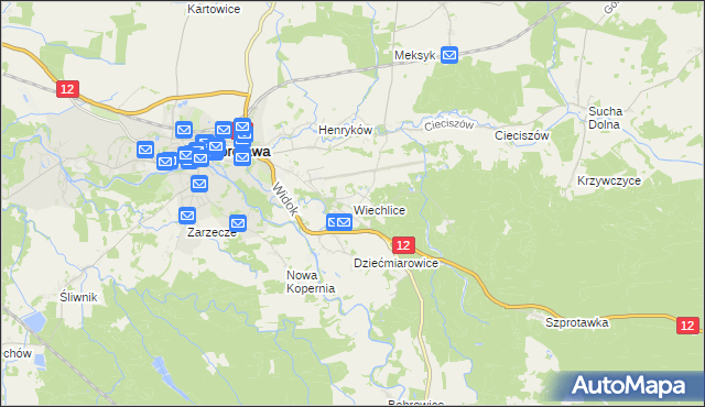 mapa Wiechlice, Wiechlice na mapie Targeo