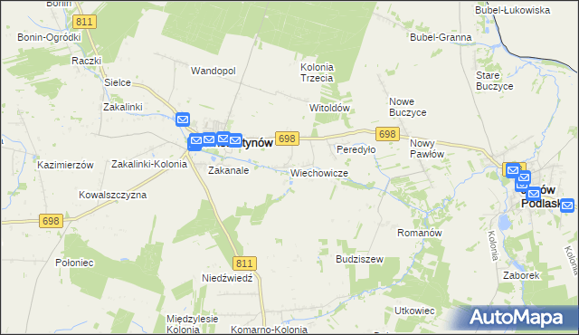 mapa Wiechowicze, Wiechowicze na mapie Targeo
