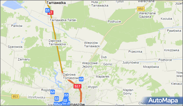 mapa Wieprzów Ordynacki, Wieprzów Ordynacki na mapie Targeo