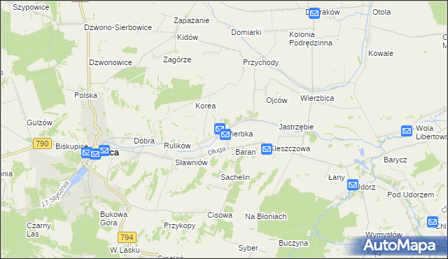 mapa Wierbka, Wierbka na mapie Targeo