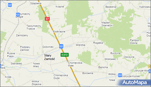 mapa Wierzba gmina Stary Zamość, Wierzba gmina Stary Zamość na mapie Targeo