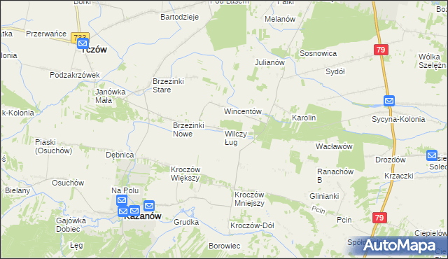 mapa Wilczy Ług, Wilczy Ług na mapie Targeo