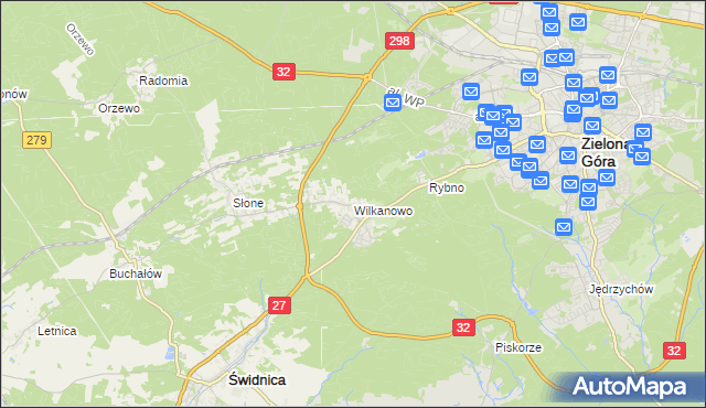 mapa Wilkanowo gmina Świdnica, Wilkanowo gmina Świdnica na mapie Targeo