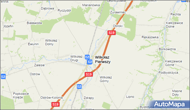 mapa Wilkołaz Pierwszy, Wilkołaz Pierwszy na mapie Targeo