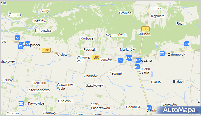 mapa Wilków gmina Leszno, Wilków gmina Leszno na mapie Targeo