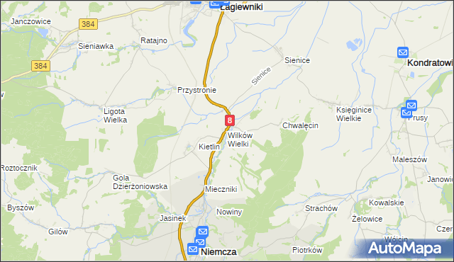 mapa Wilków Wielki, Wilków Wielki na mapie Targeo