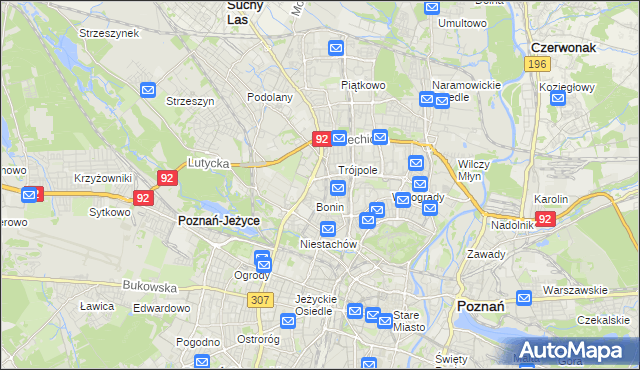 mapa Winiary gmina Poznań, Winiary gmina Poznań na mapie Targeo