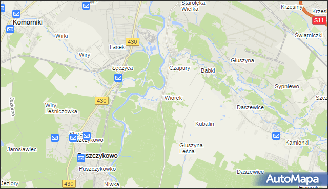 mapa Wiórek, Wiórek na mapie Targeo