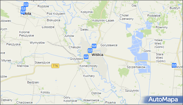 mapa Wiślica powiat buski, Wiślica powiat buski na mapie Targeo