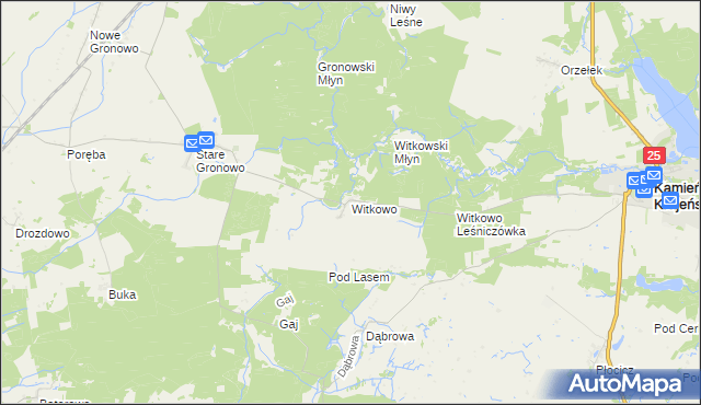 mapa Witkowo gmina Kamień Krajeński, Witkowo gmina Kamień Krajeński na mapie Targeo