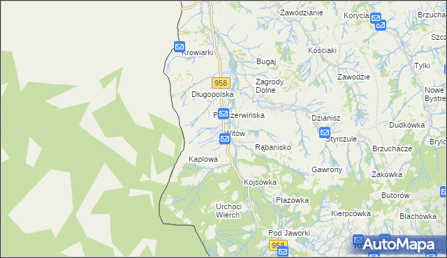 mapa Witów gmina Kościelisko, Witów gmina Kościelisko na mapie Targeo