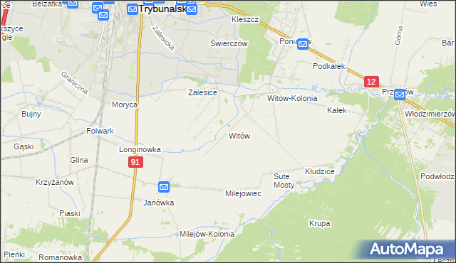 mapa Witów gmina Sulejów, Witów gmina Sulejów na mapie Targeo
