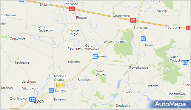 mapa Witowo gmina Bytoń, Witowo gmina Bytoń na mapie Targeo