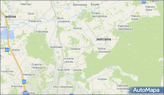mapa Wojciechów gmina Jastrzębia, Wojciechów gmina Jastrzębia na mapie Targeo