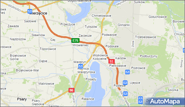 mapa Wojkowice Kościelne, Wojkowice Kościelne na mapie Targeo