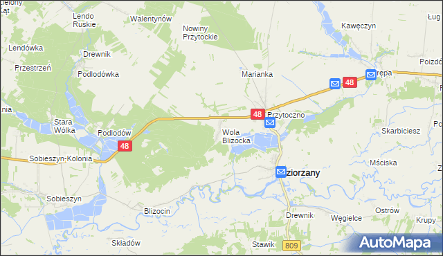 mapa Wola Blizocka, Wola Blizocka na mapie Targeo