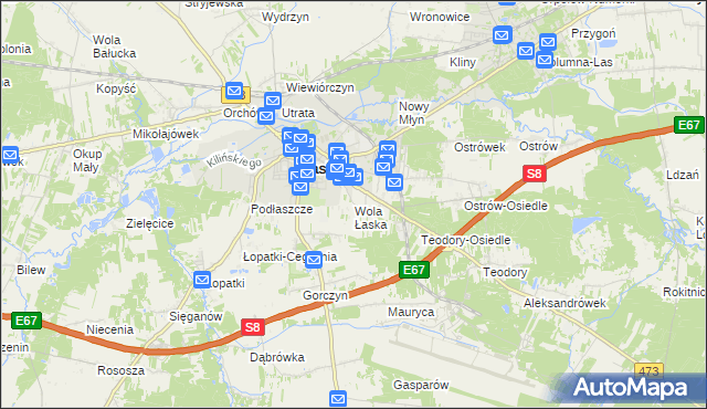 mapa Wola Łaska, Wola Łaska na mapie Targeo