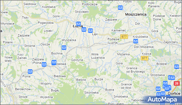 mapa Wola Łużańska, Wola Łużańska na mapie Targeo