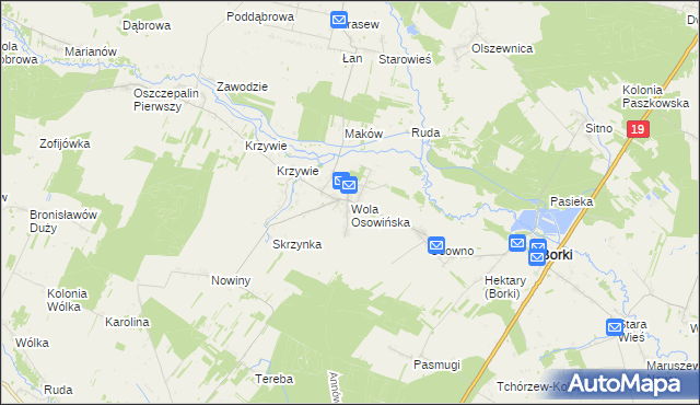 mapa Wola Osowińska, Wola Osowińska na mapie Targeo