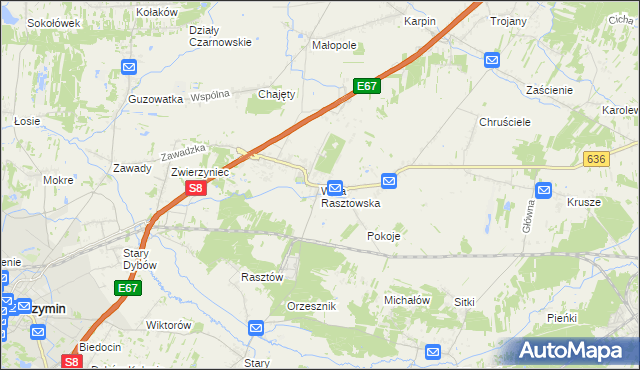 mapa Wola Rasztowska, Wola Rasztowska na mapie Targeo
