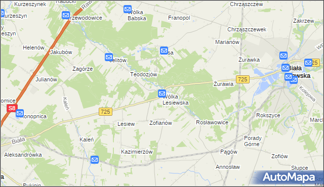 mapa Wólka Lesiewska, Wólka Lesiewska na mapie Targeo