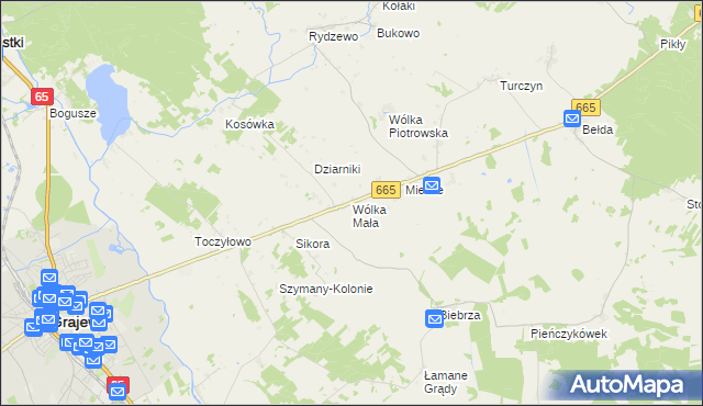 mapa Wólka Mała gmina Rajgród, Wólka Mała gmina Rajgród na mapie Targeo