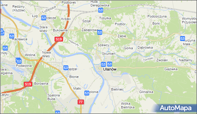 mapa Wólka Tanewska, Wólka Tanewska na mapie Targeo