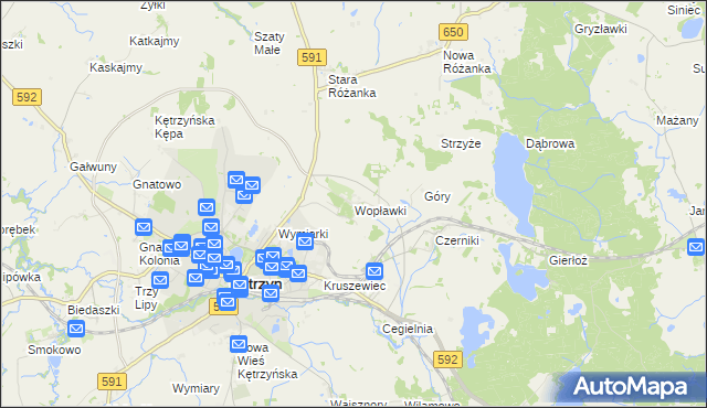 mapa Wopławki, Wopławki na mapie Targeo
