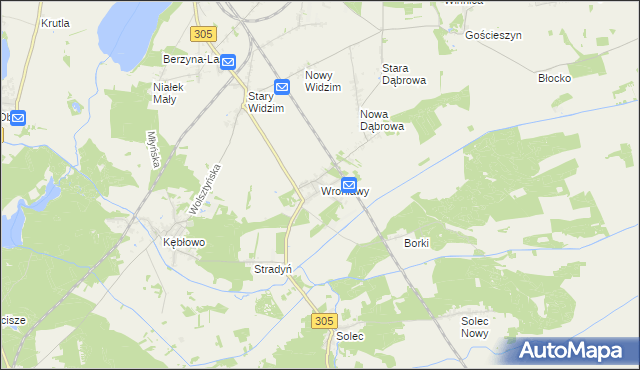 mapa Wroniawy gmina Wolsztyn, Wroniawy gmina Wolsztyn na mapie Targeo